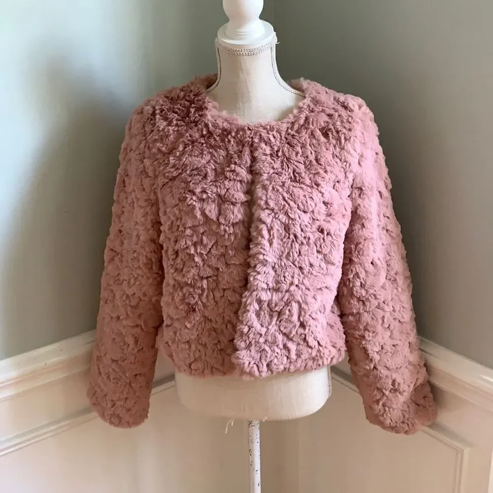 Line + Dot Conrad Mauve Faux Fur Jacket L - Picture 2 of 8
